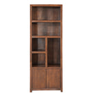 Mangohouten Wandkast Evan 80 cm (5 open vakken, 2 deuren) Walnoot
