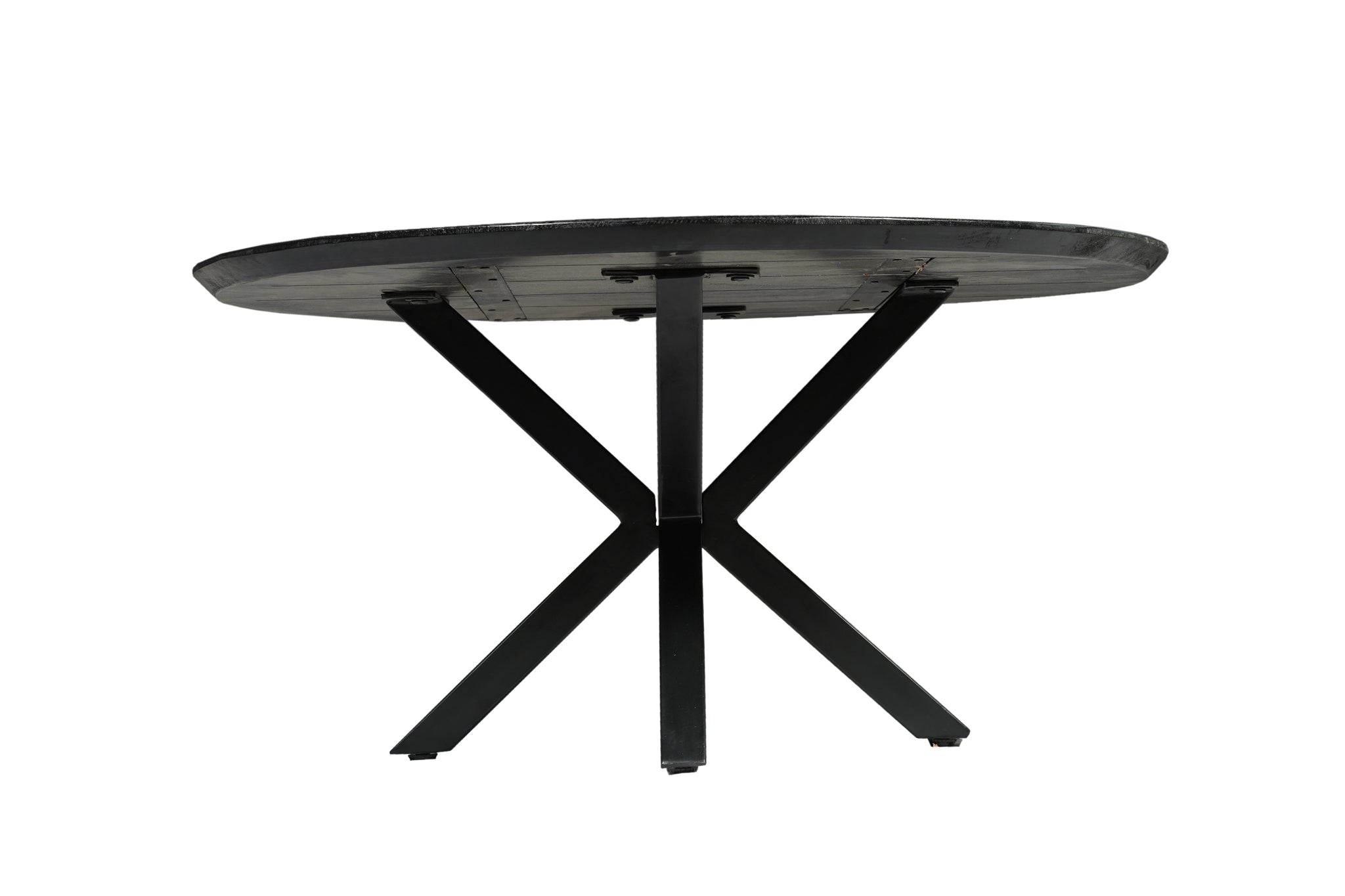 Zwarte ronde eettafel met zwart onderstel