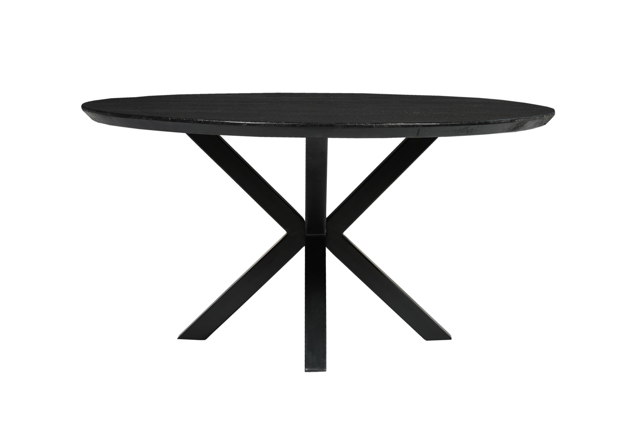 Zwarte eettafel met zwart onderstel 